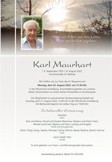 Karl Maurhart, verstorben am 14. August 2022