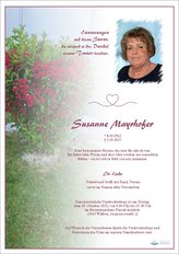 Susanne Mayrhofer, verstorben am 03. Oktober 2025