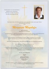 Margareta Mayrhofer, verstorben am 28. April 2021