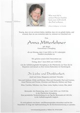 Anna Mitterlehner, verstorben am 03. Juni 2024
