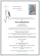 Franz Mitterlehner, verstorben am 26. Juni 2015