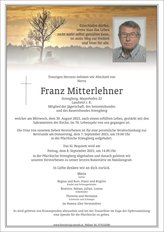 Franz Mitterlehner, verstorben am 30. August 2023