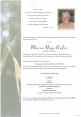 Maria Nagelhofer, verstorben am 16. Juni 2016