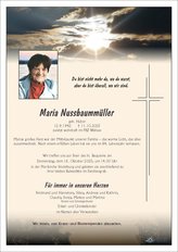 Maria Nussbaummüller, verstorben am 11. Oktober 2025
