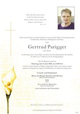 Gertrud Parigger, verstorben am 01. Juni 2020