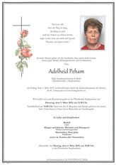 Adelheid Peham, verstorben am 01. März 2019