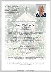 Anna Pfaffeneder, verstorben am 18. Juli 2016