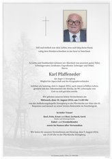 Karl Pfaffeneder, verstorben am 06. August 2016