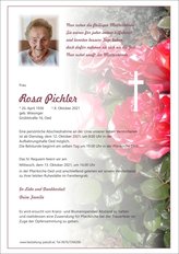 Rosa Pichler, verstorben am 08. Oktober 2021