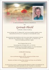Gertrude Pleichl, verstorben am 23. Oktober 2021