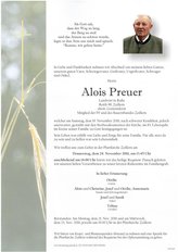 Alois Preuer, verstorben am 19. November 2016