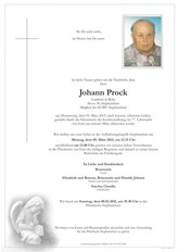Johann Prock, verstorben am 05. März 2015