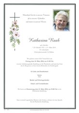 Katharina Raab, verstorben am 11. März 2014
