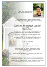 Karoline Rehberger-Lettner, verstorben am 03. Mrz 2024