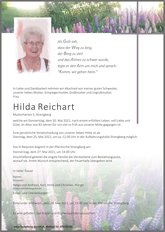 Hilda Reichart, verstorben am 20. Mai 2021