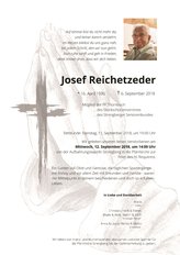 Josef Reichetzeder, verstorben am 06. September 2018