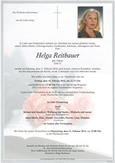 Helga Reitbauer, verstorben am 11. Februar 2014