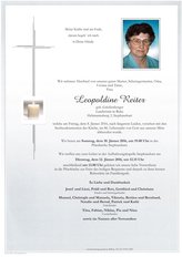 Leopoldine Reiter, verstorben am 08. Jänner 2016