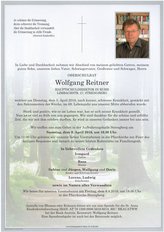 Wolfgang Reitner, verstorben am 05. April 2016