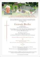 Gertrude Riedler, verstorben am 15. März 2023
