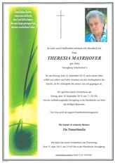 Theresia Mayrhofer, verstorben am 14. September 2015