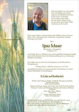 Ignaz Schauer, verstorben am 24. Oktober 2025