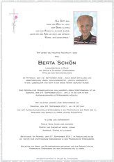 Berta Schön, verstorben am 22. September 2021