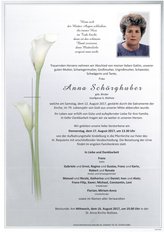 Anna Schörghuber, verstorben am 12. August 2017
