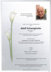 Adolf Schweighofer, verstorben am 14. Juni 2017