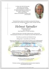 Helmut Spindler, verstorben am 10. Juni 2016