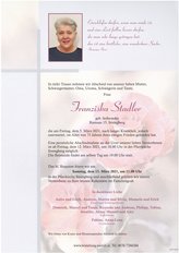 Franziska Stadler, verstorben am 05. März 2021