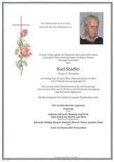 Karl Stadler, verstorben am 10. Juni 2016