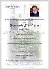 Franziska Staudinger, verstorben am 13. November 2020