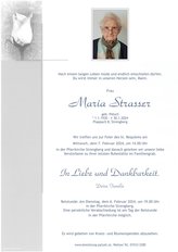 Maria Strasser, verstorben am 30. Jnner 2024