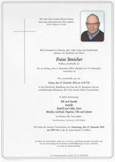 Franz Streicher, verstorben am 06. Dezember 2019