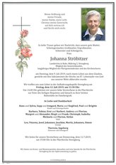 Johanna Ströbitzer, verstorben am 09. Juli 2019