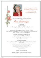Anna Unterweger, verstorben am 28. Dezember 2021