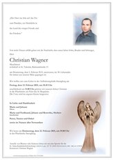 Christian Wagner, verstorben am 05. Februar 2015