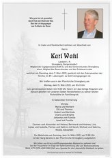 Karl Wahl, verstorben am 09. März 2021