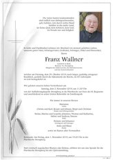Franz Wallner, verstorben am 29. Oktober 2019
