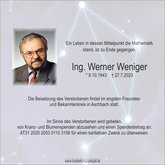 Ing. Werner Weniger, verstorben am 27. Juli 2023