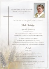 Paula Wiesinger, verstorben am 08. September 2025