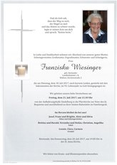 Franziska Wiesinger, verstorben am 18. Juli 2017