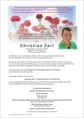 Christian Zarl, verstorben am 04. November 2015