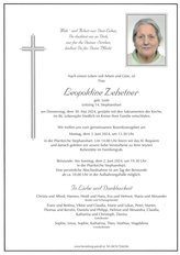Leopoldine Zehentner, verstorben am 30. Mai 2024
