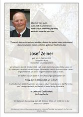 Josef Zeiner, verstorben am 28. Oktober 2015