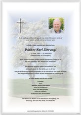 Walter Karl Ziervogl, verstorben am 22. Mai 2018